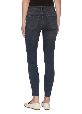 Back View - Click To Enlarge - FRAME - 'Le High Skinny Hr' dark wash raw edge jeans