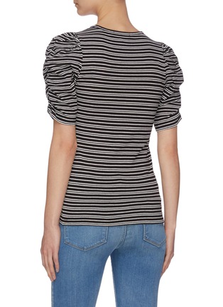 Back View - Click To Enlarge - FRAME - Gathered sleeve pinstripe knit T-shirt