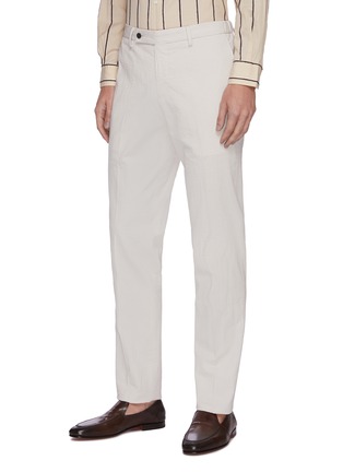Front View - Click To Enlarge - TOMORROWLAND - Elastic waist slim fit seersucker cotton pants