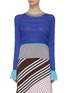 Main View - Click To Enlarge - ZI II CI IEN - Contrast waist cuff panel cut out knit top