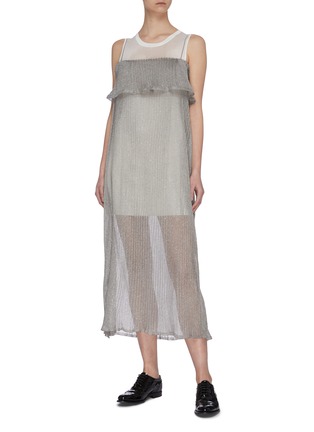 Figure View - Click To Enlarge - SWAYING - Shimmer pleat ruffle dress