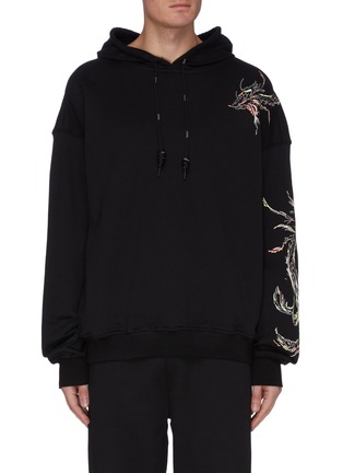 Main View - Click To Enlarge - ANGEL CHEN - Rosefinch Embroidered Black Hoodie
