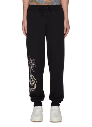Main View - Click To Enlarge - ANGEL CHEN - Rosefinch embroidered tapered sweatpants