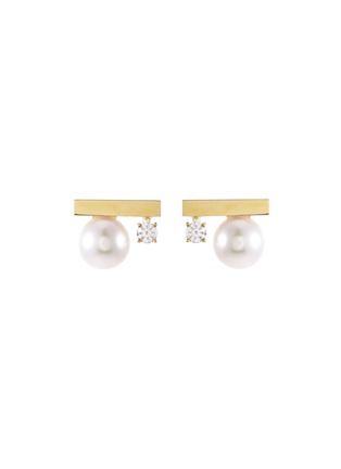 Main View - Click To Enlarge - TASAKI - 'Balance' diamond akoya pearl 18k yellow gold earrings