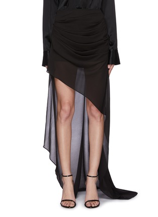 Main View - Click To Enlarge - 16ARLINGTON - 'Aster' asymmetric drape sheer maxi skirt