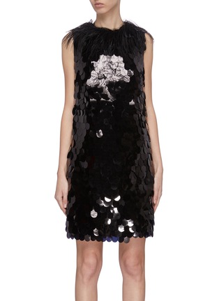 Main View - Click To Enlarge - 16ARLINGTON - 'Lily' feather neck sequin dress