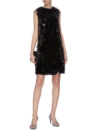 Figure View - Click To Enlarge - 16ARLINGTON - 'Lily' feather neck sequin dress