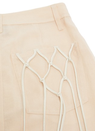 Detail View - Click To Enlarge - NANUSHKA - 'Zefir' macramé pocket frayed edges denim maxi skirt