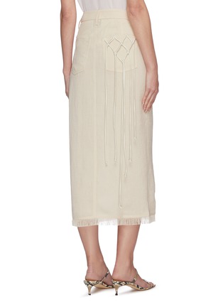 Back View - Click To Enlarge - NANUSHKA - 'Zefir' macramé pocket frayed edges denim maxi skirt