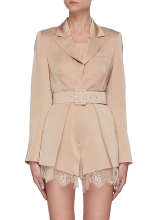 Main View - Click To Enlarge - SELF-PORTRAIT - Belted lace trim playsuit