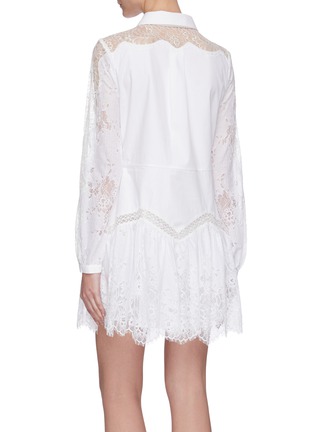 Back View - Click To Enlarge - SELF-PORTRAIT - Lace panelled shirt dress