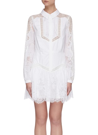 Main View - Click To Enlarge - SELF-PORTRAIT - Lace panelled shirt dress