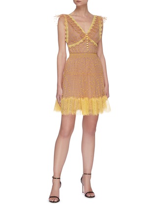 Figure View - Click To Enlarge - SELF-PORTRAIT - Polka dot lace tea dress