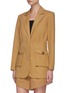 Detail View - Click To Enlarge - SELF-PORTRAIT - Camel canvas belted jacket