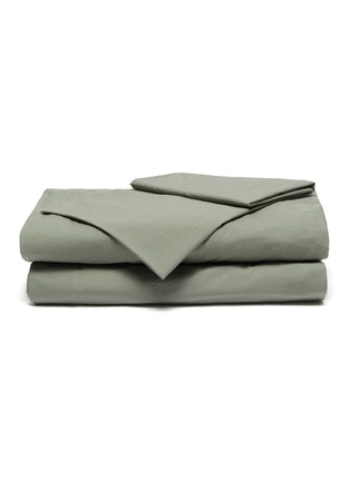 Main View - Click To Enlarge - TEKLA - Organic Cotton Percale Duvet Set — Olive Green