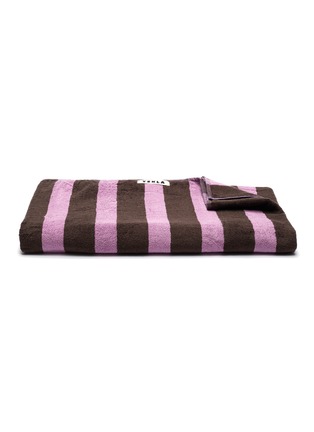 Main View - Click To Enlarge - TEKLA - Organic Cotton Bath Sheet – Purple and Brown