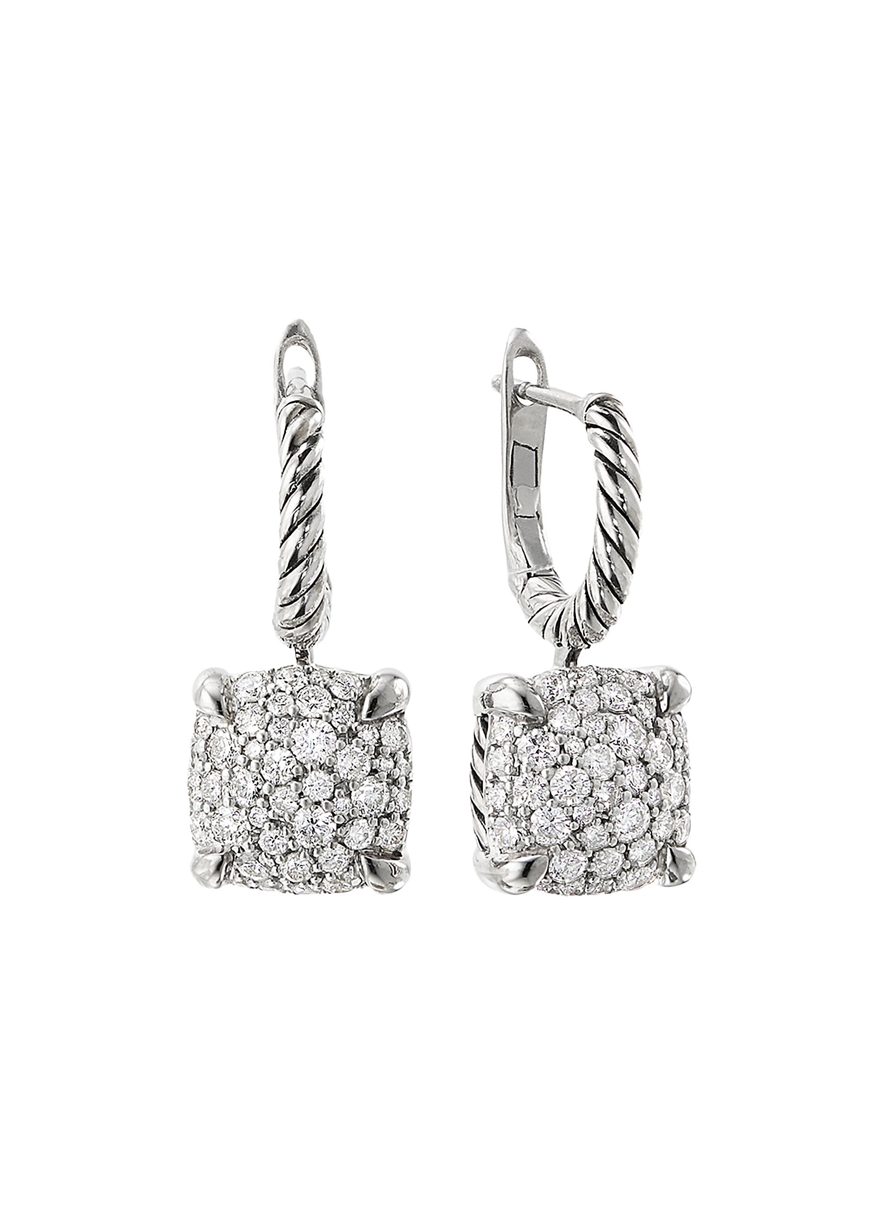 DAVID YURMAN 'Chatelaine' diamond sterling silver drop earrings