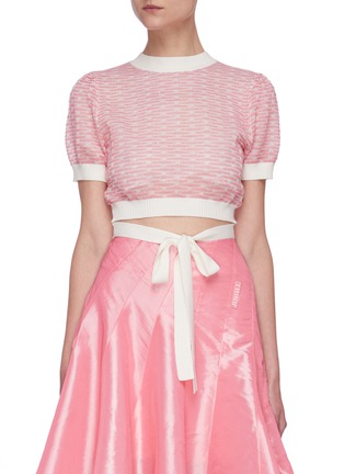 Main View - Click To Enlarge - ANGEL CHEN - Cut-out Bow Knot Hem Crop Top