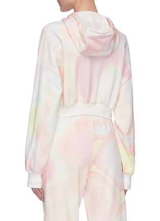Back View - Click To Enlarge - ANGEL CHEN - Holographic Print Crop Hoodie