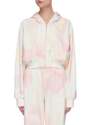 Main View - Click To Enlarge - ANGEL CHEN - Holographic Print Crop Hoodie