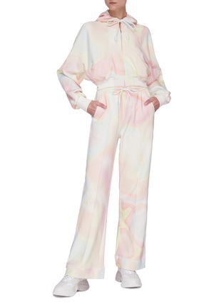 Figure View - Click To Enlarge - ANGEL CHEN - Holographic Print Crop Hoodie