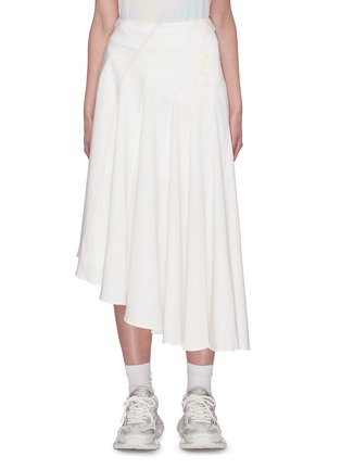 Main View - Click To Enlarge - ANGEL CHEN - Draped Rainbow Stitch Asymmetric Hem Skirt