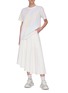 Figure View - Click To Enlarge - ANGEL CHEN - Draped Rainbow Stitch Asymmetric Hem Skirt