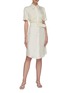 Figure View - Click To Enlarge - VICTORIA, VICTORIA BECKHAM - Belted patch pockets silk twill shirt dress