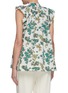 Back View - Click To Enlarge - VICTORIA, VICTORIA BECKHAM - Ditsy floral print ruched shoulder sleeveless top