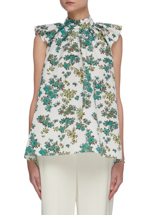 Main View - Click To Enlarge - VICTORIA, VICTORIA BECKHAM - Ditsy floral print ruched shoulder sleeveless top