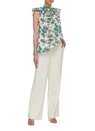 Figure View - Click To Enlarge - VICTORIA, VICTORIA BECKHAM - Ditsy floral print ruched shoulder sleeveless top