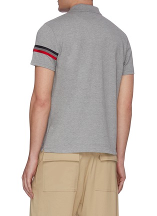 Back View - Click To Enlarge - MONCLER - Stripe sleeve logo patch polo