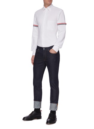 Figure View - Click To Enlarge - THOM BROWNE  - Pique Stripe Armband Shirt