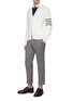 Figure View - Click To Enlarge - THOM BROWNE  - Stripe sleeve Milano stitch cardigan