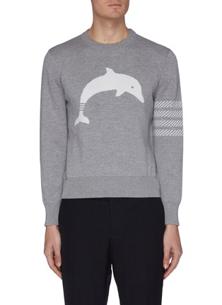 Main View - Click To Enlarge - THOM BROWNE  - Dolphin intarsia merino wool sweatshirt