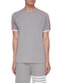Main View - Click To Enlarge - THOM BROWNE  - Tricolour Stripe Sleeve Contrast Cuff T-shirt