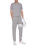 Figure View - Click To Enlarge - THOM BROWNE  - Tricolour Stripe Sleeve Contrast Cuff T-shirt