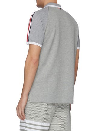 Back View - Click To Enlarge - THOM BROWNE  - Tricolour stripe polo shirt