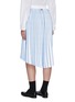 Back View - Click To Enlarge - THOM BROWNE  - Accordion below the knee contrast stripe pleated midi skirt