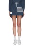 Main View - Click To Enlarge - THOM BROWNE  - Stripe sleeve Flyweight Tech pleated back mini skirt