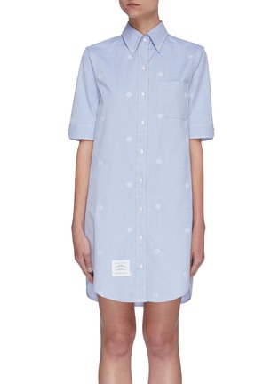 Main View - Click To Enlarge - THOM BROWNE  - Wheel print short sleeve Oxford cotton shirt dress