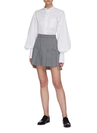 Figure View - Click To Enlarge - THOM BROWNE  - Gathered sleeve poplin shirt