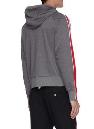 Back View - Click To Enlarge - THOM BROWNE  - Tricolour interlocking stripe outseam hoodie