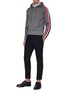 Figure View - Click To Enlarge - THOM BROWNE  - Tricolour interlocking stripe outseam hoodie