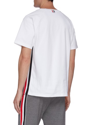 Back View - Click To Enlarge - THOM BROWNE  - Tricolour interlock stripe outseam T-shirt
