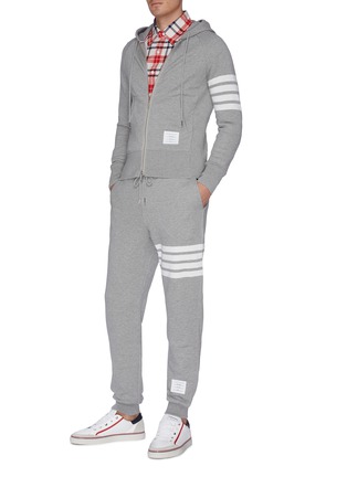 Figure View - Click To Enlarge - THOM BROWNE  - Four bar slogan patch sweatpants