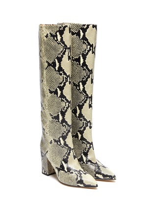 Detail View - Click To Enlarge - PARIS TEXAS - SNAKE EMBOSSED LEATHER KNEE HIGH BOOTS