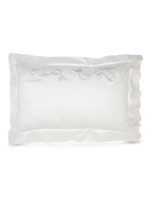 Main View - Click To Enlarge - FRETTE - Tracery Embroidery Regular Sham – Grey Cliff/Milk