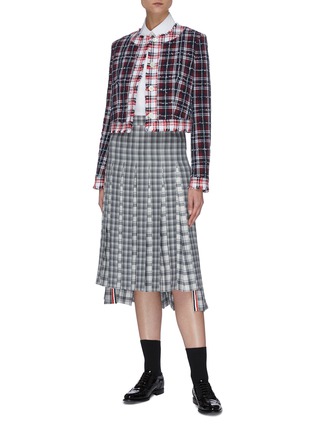 Figure View - Click To Enlarge - THOM BROWNE  - Drop back check pleated skirt