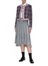 Figure View - Click To Enlarge - THOM BROWNE  - Drop back check pleated skirt